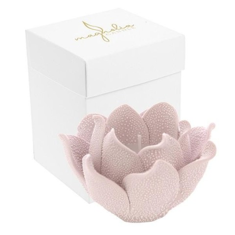 CANDELA MAGNOLIA ROSA GOCCE DI RUGIADA PORCELLANA 10X6.5 BOX